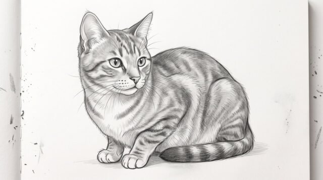 Studio Figurativo del Gatto: Tecniche di Chiaroscuro con Grafite e Sfumino