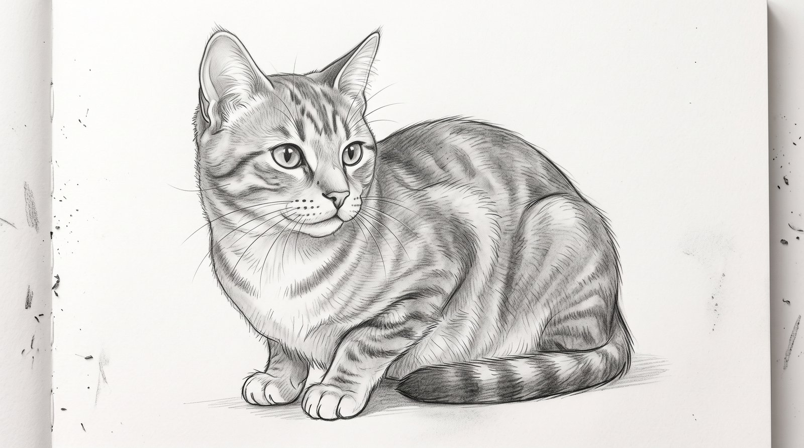 Studio Figurativo del Gatto: Tecniche di Chiaroscuro con Grafite e Sfumino