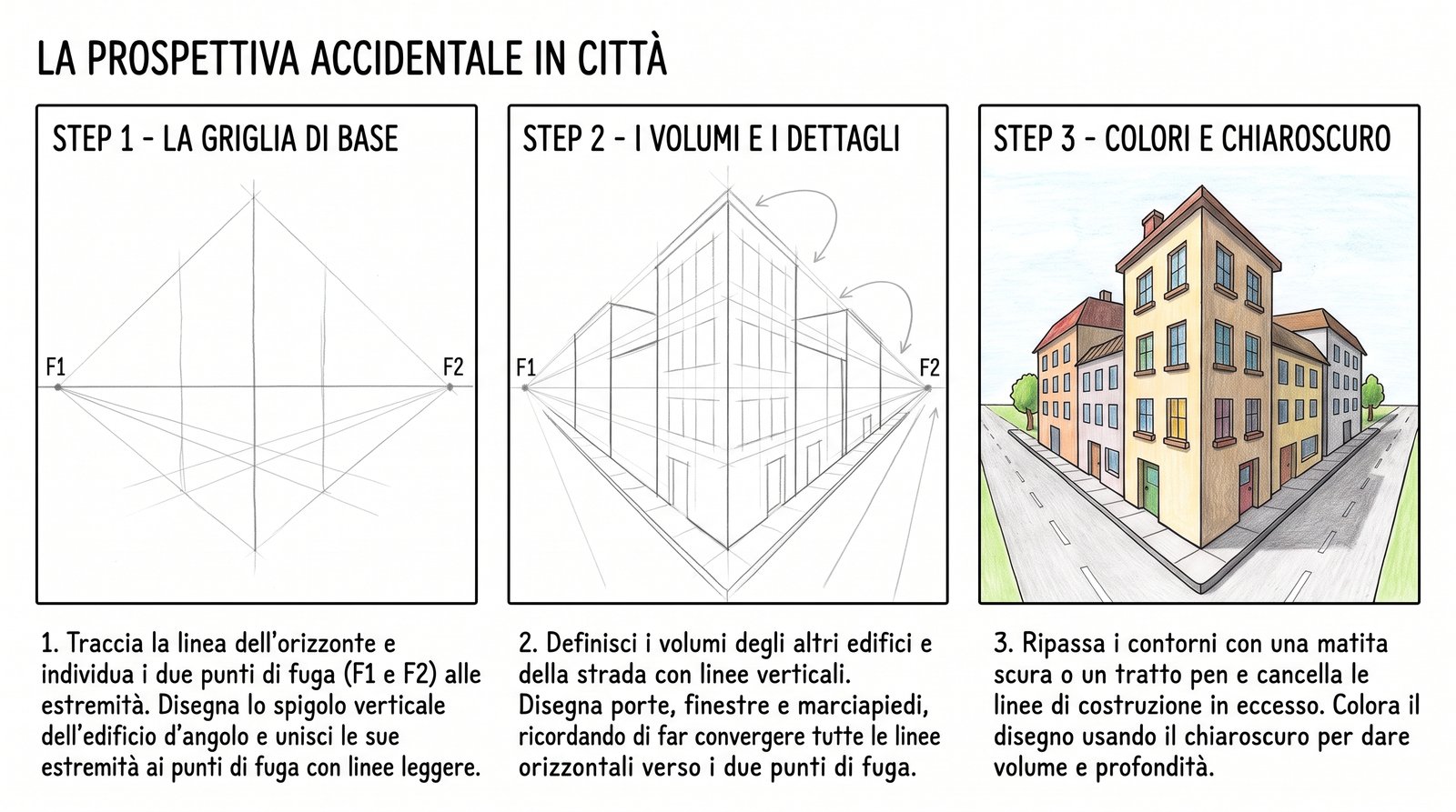 Infografica e passaggi di realizzazione: prospettiva accidentale