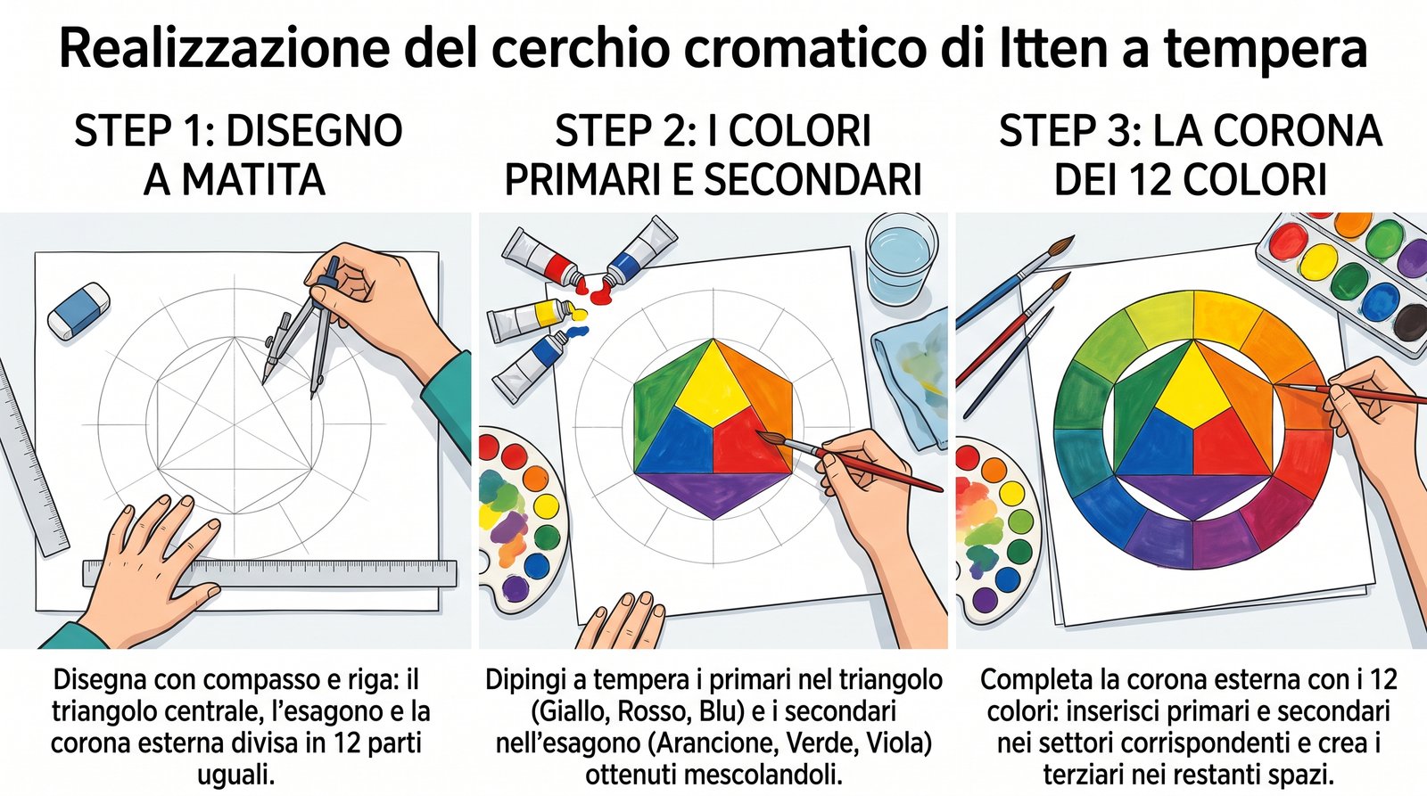 Infografica e passaggi di realizzazione: cerchio itten